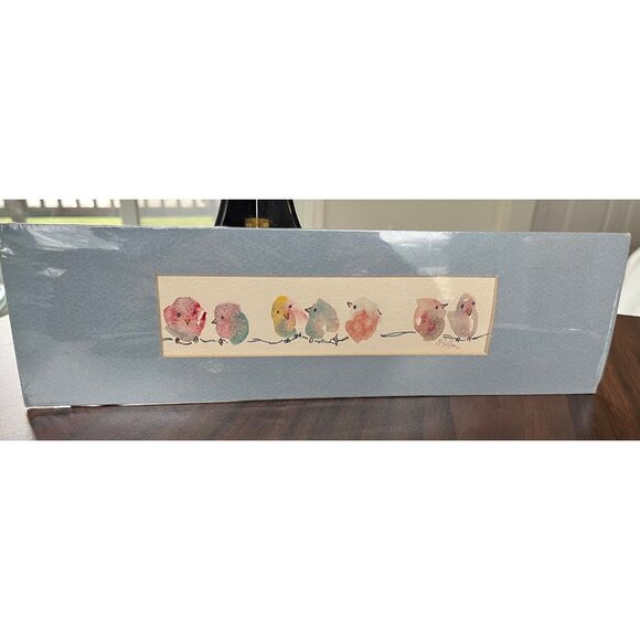 Vintage 1970's Watercolor Art Titled "Birds Three" Signed B. Coffin Digaelais